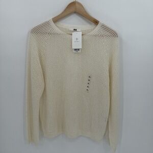 Uniqlo Womens 3D Knit Mesh Long-Sleeve Crew Neck Sweater Size XL Classic NEW